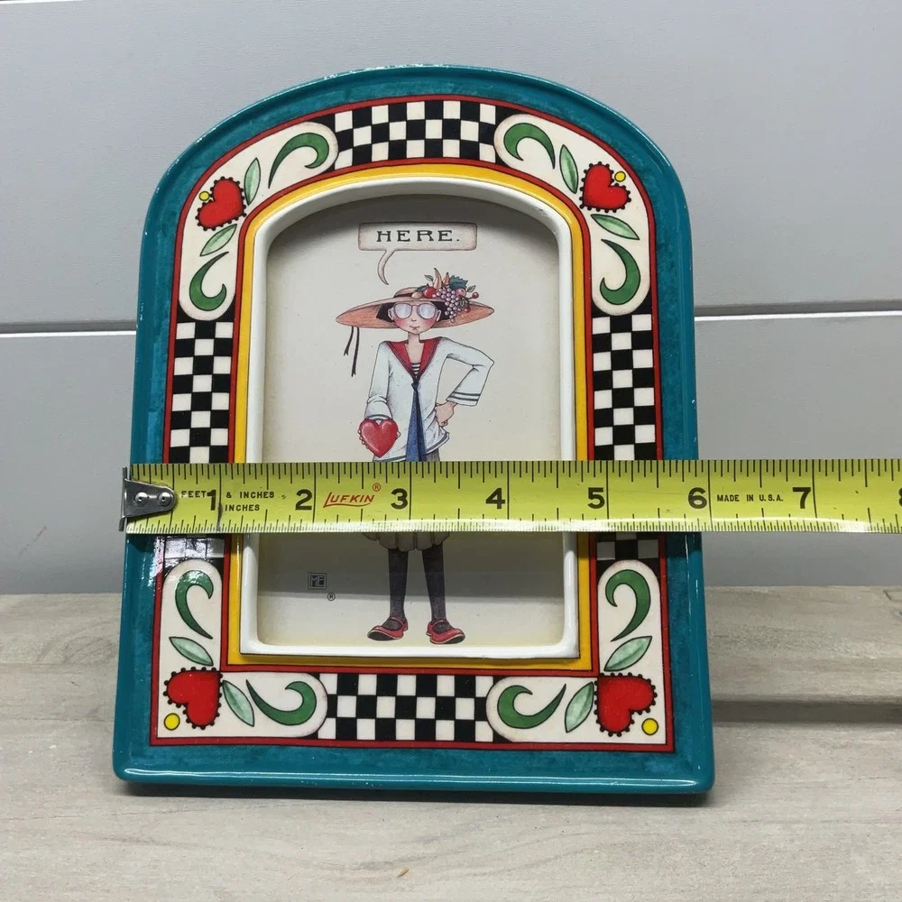 Vintage 1994 Mary Engelbreit Charpente Ceramic Arched Picture Frame Here Heart